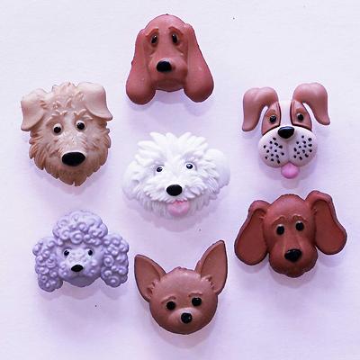 Dress It Up Buttons: Fuzzy Faces - Hundekopf - 3D Buttons