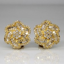 2Ct Round Cut Lab Created Diamond Flower Wear Earring 14K Yellow Gold Over