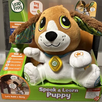 Leap Frog Speak And Learn Puppy Plush Interactive Educational Talk And Discover