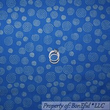 Trapunta BonEful Tessuto Cotone Blu Oro Metallizzato Girocollo Punto Natale Magia SCRAP