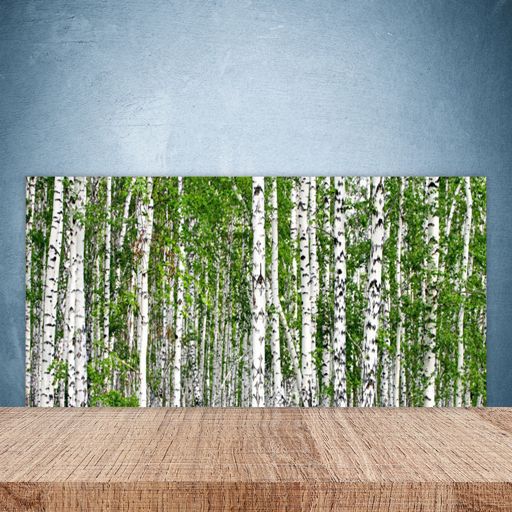 Paroi de cuisine en verre trempé haut de gamme motif bouleau 100x50