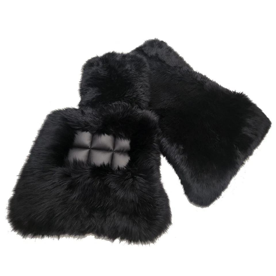 🔥 Alfombrillas de piel de oveja de pelo largo negras genuinas para Bentley Arnage 1999-2009🔥 Foto 4 de 4