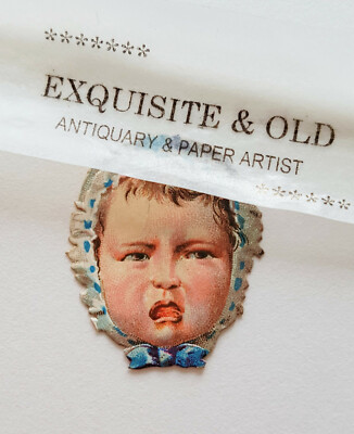um 1900 Baby Kopf Glanzbild Oblate alt Prägedruck Ephemera Geburt Taufe Geschenk