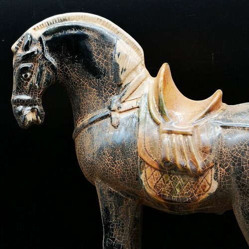 8.1" Collect Chinese Tang Dynasty Sancai Pottery War-horse Zodiac Wealth Statue - Picture 7 of 8