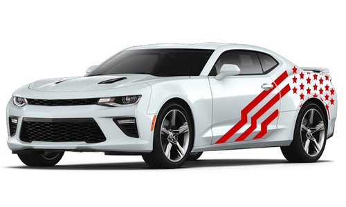 Back side US flag graphics stickers decal compatible with Chevrolet Camaro - Foto 6 di 15