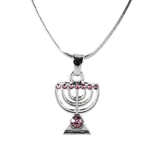 3 Jewish MENORAH Hanukkah Amulet lamp Necklace wealth Jewelry comfort gift - Picture 2 of 12