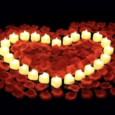 Artificial Rose Petals with 24 LED Tea Lights Candles 2000 Pieces