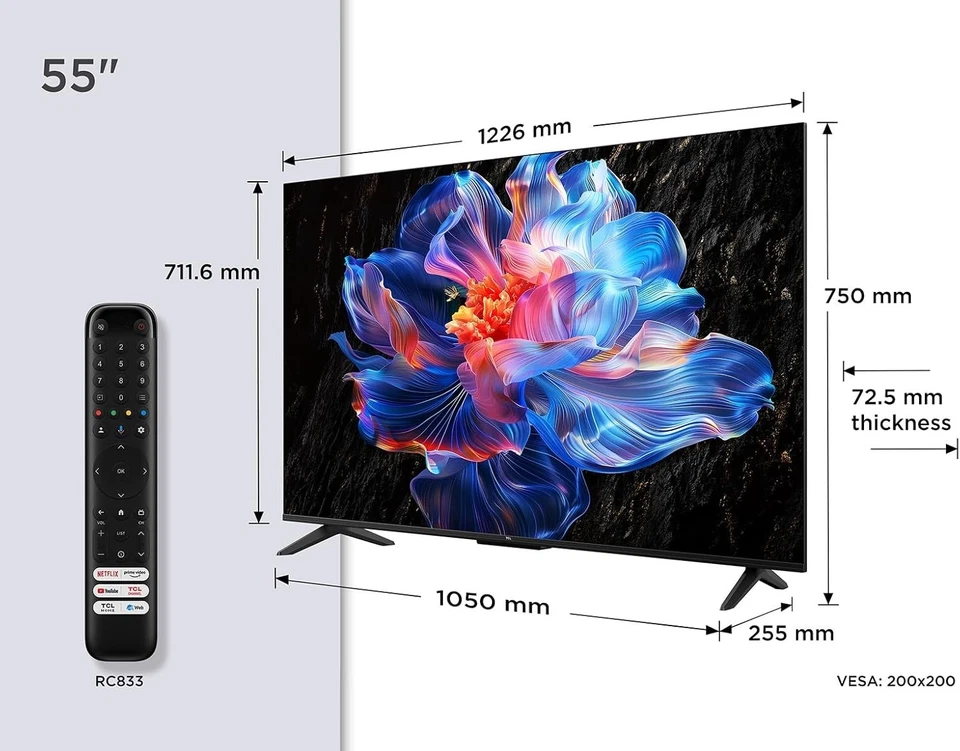 Televisione TV 55 TCL 4K UHD Smart LED 4K HDR Google TV con design senza bordi - Immagine 2 di 4