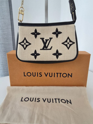 Louis Vuitton Mini Pochette Accessoires, Monogram Pouch, beige-schwarz, Leder