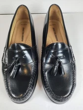 Johnston & Murphy Men's Size 10Wide Black Leather Sheepskin Lined Tassel Loafers