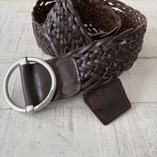 Jeans Vintage Calvin Klein Talla Mediana Ancho Cinturón Cuero Marrón Oscuro Tejido Trenza