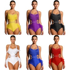 Womens Bodysuit Faux Jumpsuit Training Leotard Costume Dance Samba Glittery