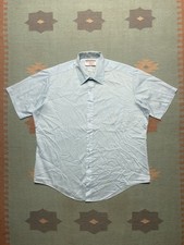 Vintage 80s short sleeve button shirt Sears poly cotton lightweight striped XL
