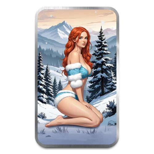 Bullion Baddies Series III Scarlett Snow Colorized 1 oz Silver Bar with COA