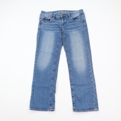 American Eagle Jeans Womens 4 Artist Crop Stretch Low Rise Blue Medium Wash