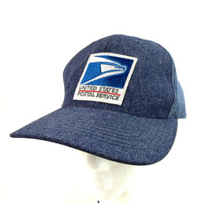 Vintage USPS Snapback Trucker Hat Mesh United States Postal Service Blue USA Cap