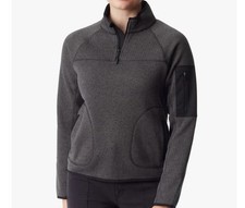 Women's Quarter Zip Pullover Sweater Charcoal Grey Size Medium