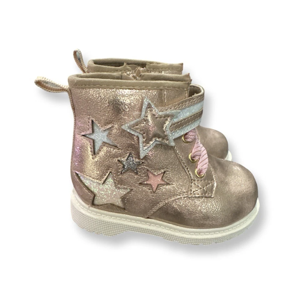 Botas Wonder Nation Niñas Metálicas Rosa Dorado Estrella Niño Pequeño Talla 5 Zapatos de caña alta Foto 3 de 4