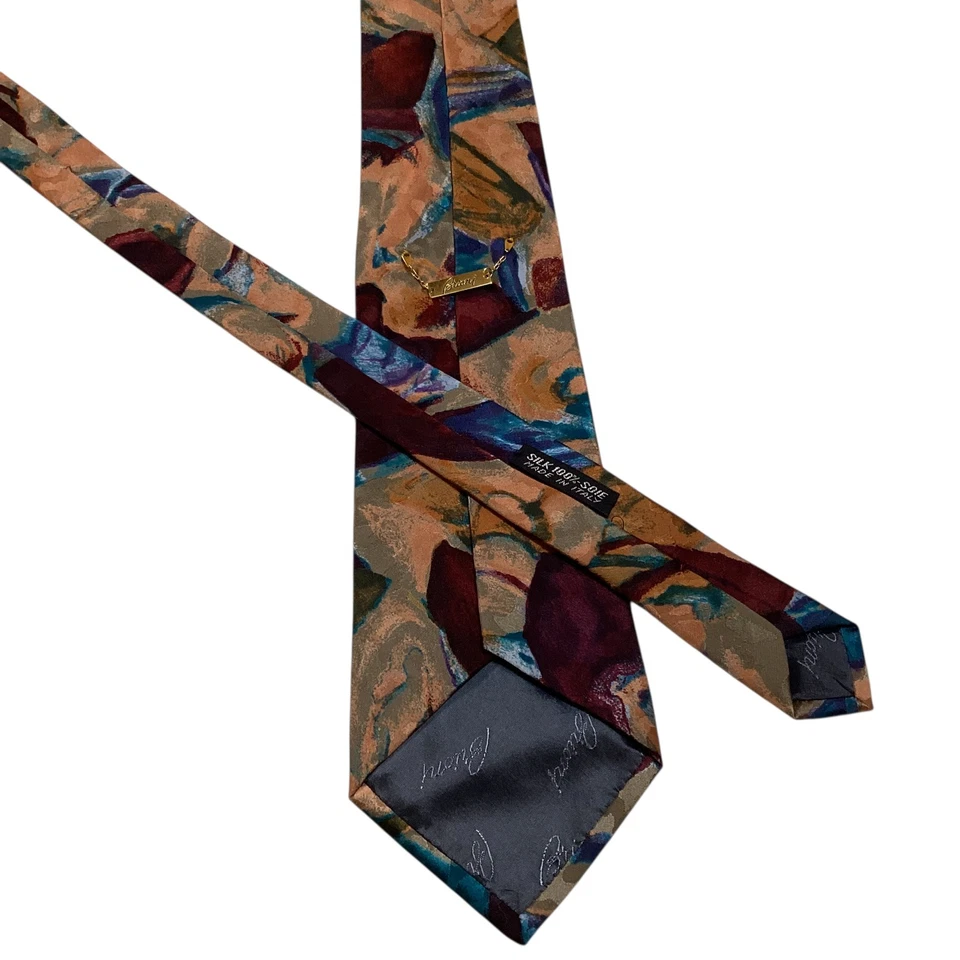 BRIONI 男式 100% 真丝领带意大利豪华设计师几何多色二手状况完好 — 第 3/3 张图片