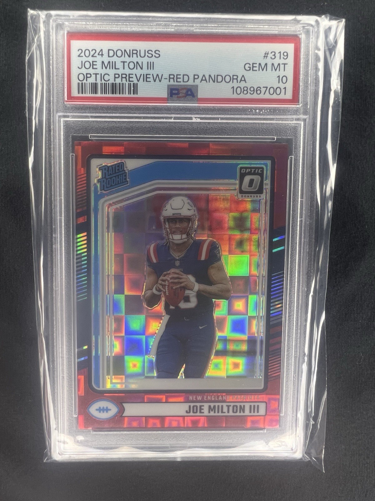 2024 Panini Donruss - Rated Rookie Joe Milton III #319 Red Pandora Prizm (RC)