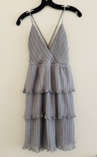 Lulus tiered pleated mini dress with adjustable spaghetti straps, gray, xs