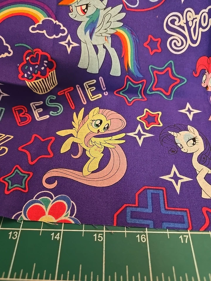 My Little Pony Púrpura Pinkie Rareza Arco Iris Tela 18x21" Cuarto Graso Apple Jack Foto 4 de 4