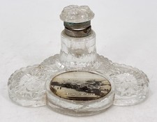 Old Vintage PRESSED GLASS INK WELL Southend On Sea