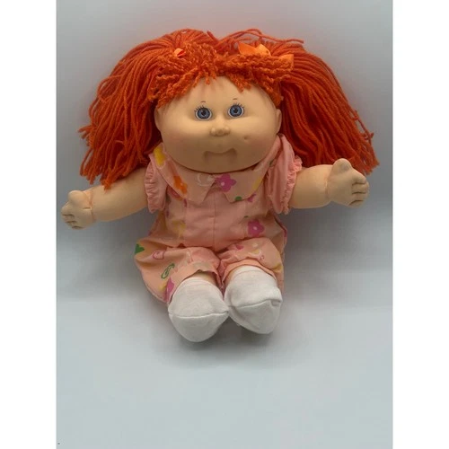Vintage 1991 Cabbage Patch Hasbro Doll Orange Yarn Hair Blue Eyes Peach Outfit