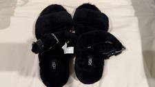 NEW UGG Fuzz Yeah Sheepskin Slipper Slide Sandals Black 1104662 Size 10