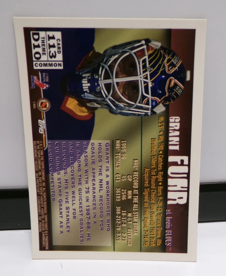 1995-96 Topps FINEST NHL #113 Grant Fuhr - Image 2 of 2
