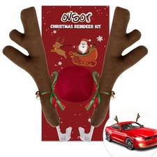 Car Christmas Reindeer Antlers  Nose Decorations,Rudolph Set car antler