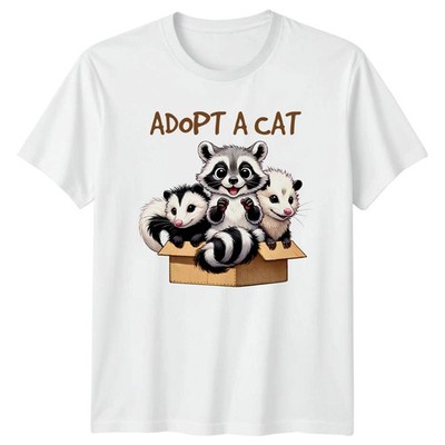 Adopt A Cat T-Shirt Waschbär Opossum Stinktier Wildtiere Tier Geburtstag Geschenk