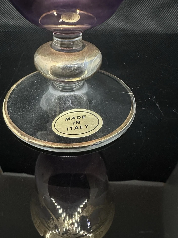 Cristal de amatista Arte Itálica AIZIO y copa de vino con acento de oro de 24 k hecha en Italia Foto 2 de 4