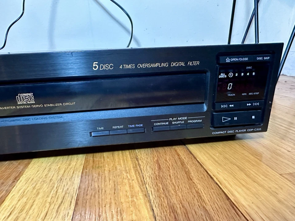 Reproductor cambiador de CD de 5 discos Sony CDP-C305 probado funciona, vintage 1990, sin control remoto Foto 2 de 4