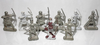 Lot of 9 Harlequin Human Archers & Knights Fantasy roleplaying Miniatures metal