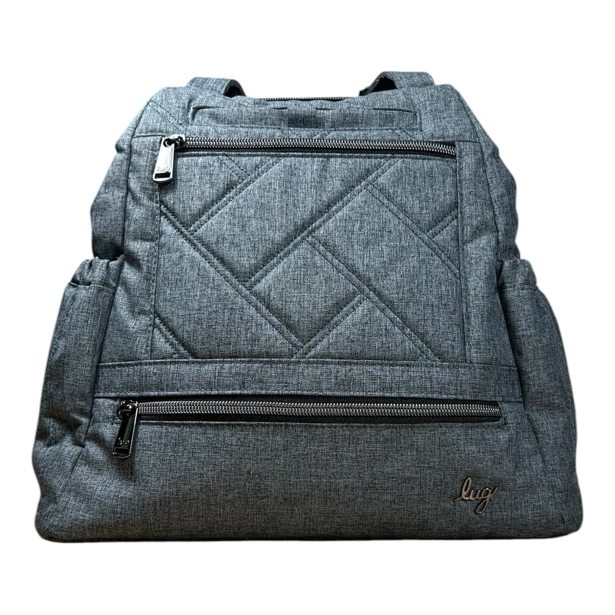 Lug Dodger RFID Quilted Mini Handled Backpack Bag Navy Tropical Palm Print Dodger Blue Betty Mini Backpack – Terrific Planner main image 3