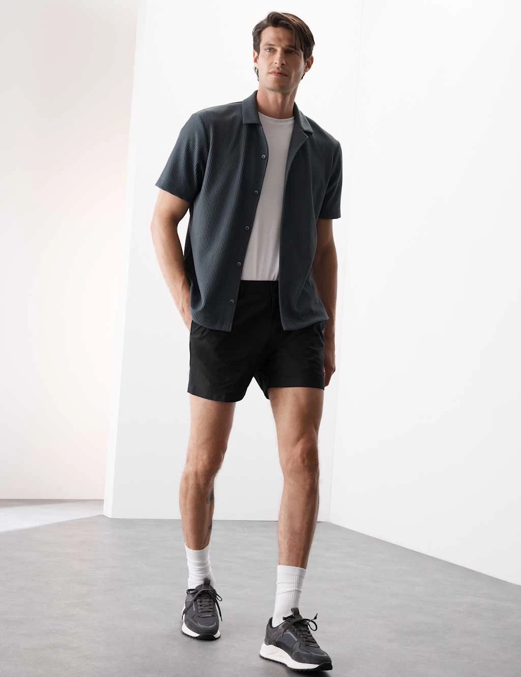 M&S - Autograph Mens Cotton Chino Shorts in Black