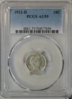 1912 D Barber dime, PCGS AU55