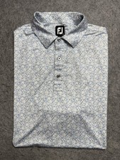 FootJoy Shirt Mens Large Blue White Floral Golf Polo Performance Stretch