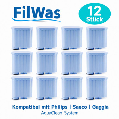 12x FilWas Wasserfilter passend für Gaggia Velasca Prestige