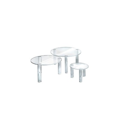 Azar Displays 6''dia x 4''H - 12''dia x 8'' Acrylic Round Riser Display 3/Set 515304