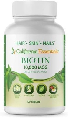Biotin 10,000mcg with Calcium   Premium Hair Skin & Nail Growth Support USA Made