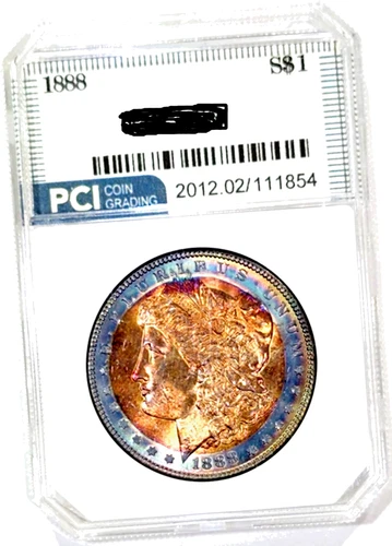 1888 Better Date Gem BU ++++  Stunning Rainbow Color Toned Morgan Eye Candy