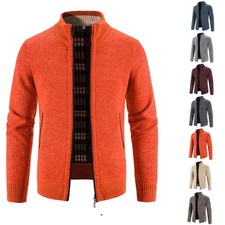 2025 men's autumn and winter cardigan zipper sweater, stand-up collar, loose kni