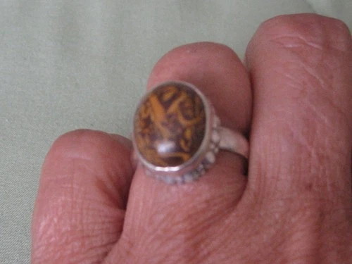 Vintage Sterling Silver Picture Jasper Ring SZ 8