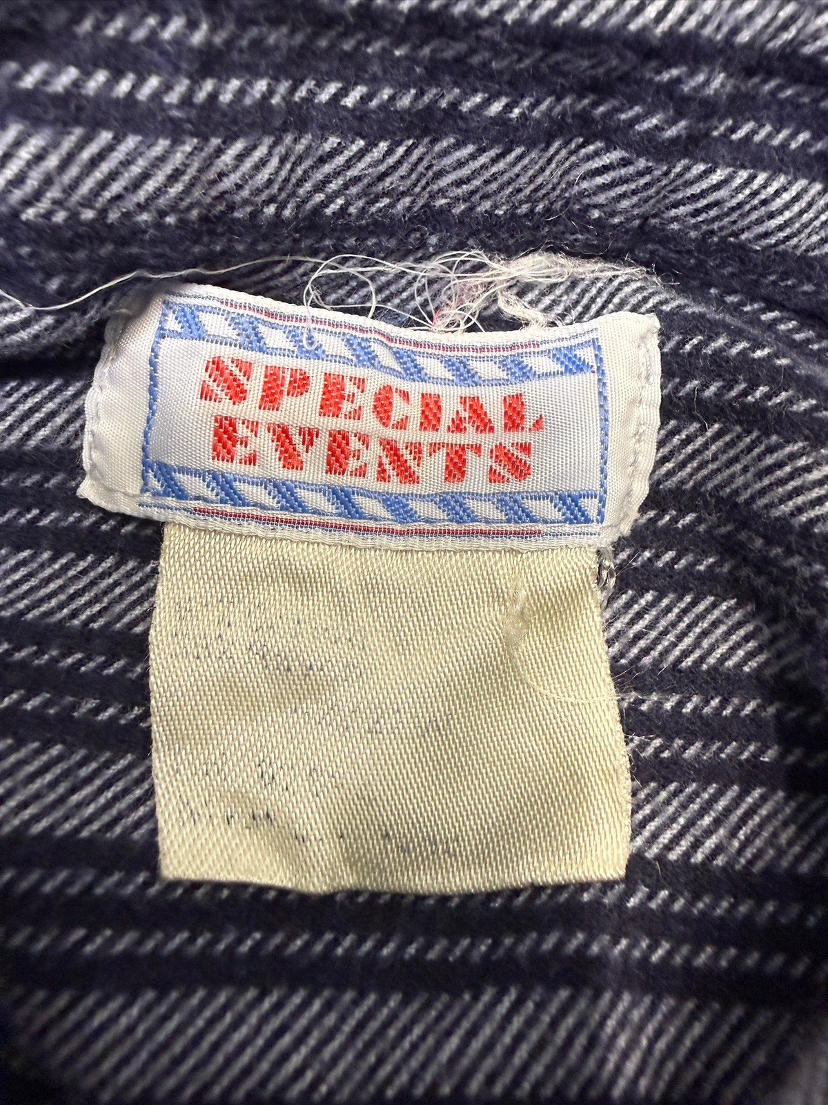 Vintage Patchwork Checkered Button-Up Shirt Navy … - image 3