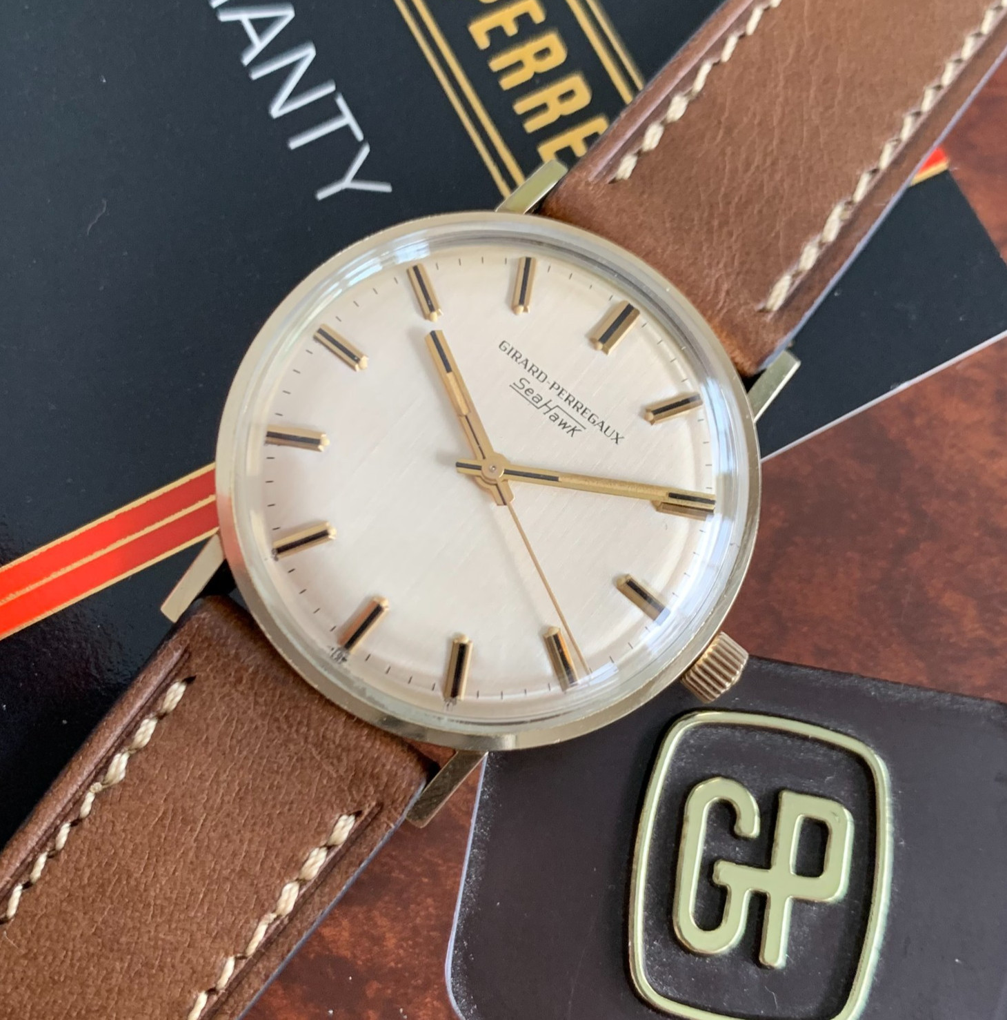 Girard Perregaux Sea Hawk 10K Gold Filled Manual Wind Watch Mint Box & Paper