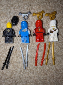 4x Lego Ninjago ZX Minifigure Lot All 4 Ninjas Kai Zane Cole Jay 9449 RARE LOT