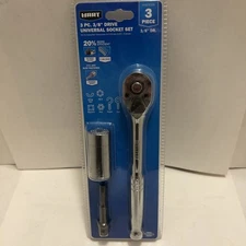 Hart 3 pc 3/8” Drive Universal Socket Set W/ Ratchet & Adapter HHMTS306