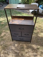 HOMCOM 4 Drawer Storage Chest Unit With Shelves | Modern Rustic Industrial Black